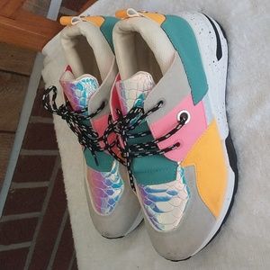 Cape robbin multi colored platform wedge sneakers